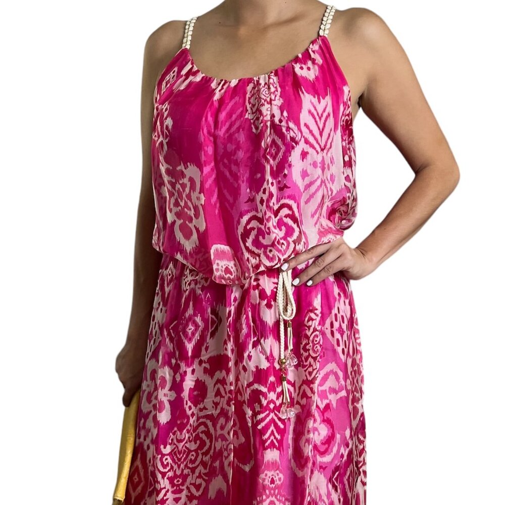 Rosemarine Italy long dress. size XL  COLOR Pink.-Ivory - Picture 3 of 9